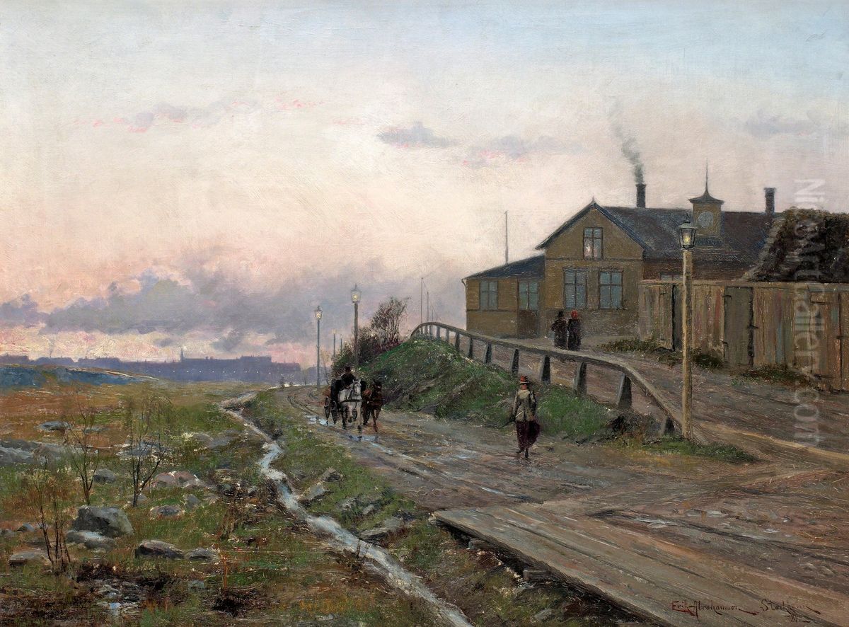 Vy fran Ostra station- Stockholm Oil Painting by Erik Abrahamsson