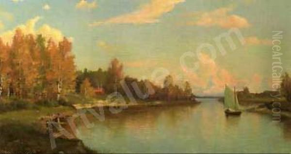 Dalande sol Oil Painting by Erik Abrahamsson