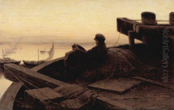 An der Wolga Oil Painting by Abram Arkhipov