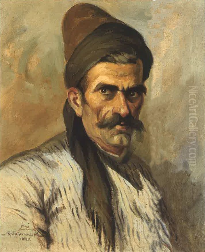 thlath lwhat lmkary (2). Oil Painting by Moustafa Farroukh