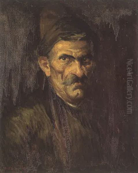 Three Paintings of a Muleteer (3). Oil Painting by Moustafa Farroukh