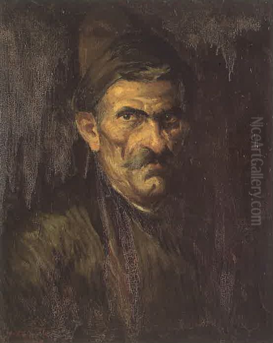 Trois Portraits D'un Muletier (3). Oil Painting by Moustafa Farroukh