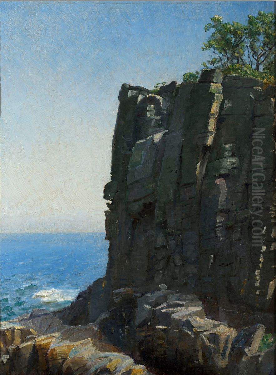 The Sanctuary Cliffs at Ro Oil Painting by Michael Peter Ancher