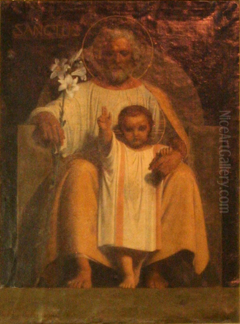 saint-Joseph et l'Enfant Jesus. Oil Painting by Dominique Papety