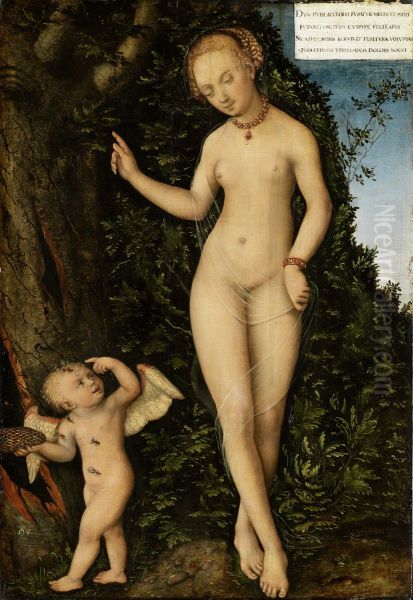Venus with Cupid the Honey Thief Oil Painting by Lucas Cranach the Elder