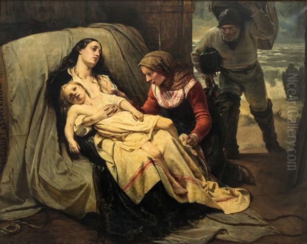 Scene from a stranding. Oil Painting by Elisabeth Baumann