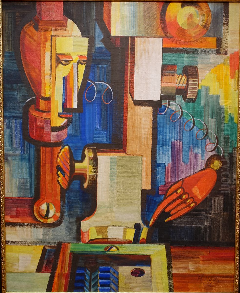 Mensch und Maschine Oil Painting by Hannah Hoch