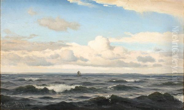 Seascape with two ships on the horizon. Oil Painting by Christian Eckardt