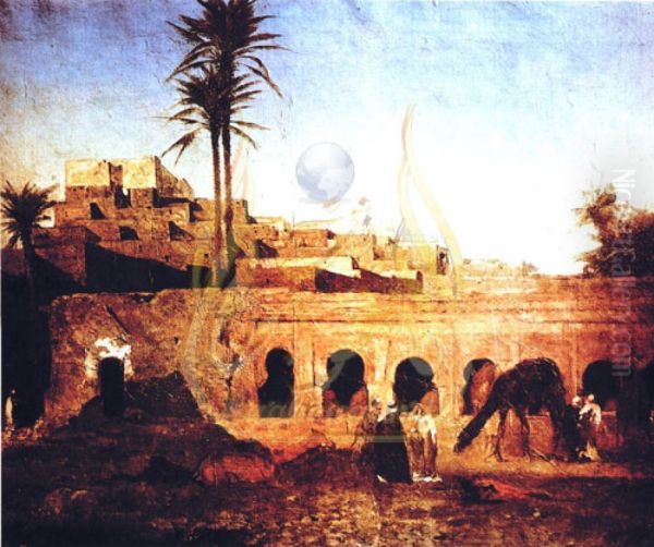 Vue de Laghouat Oil Painting by Eugene Fromentin
