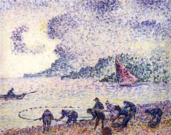 Fisherman Oil Painting by Henri-Edmond Cross