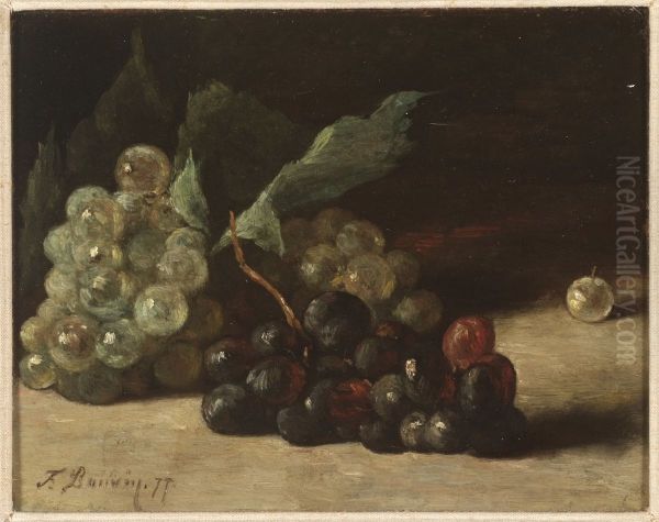 Stilleven met druiven. Oil Painting by Francois Bonvin