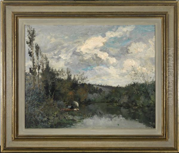 Woodland lake Oil Painting by Gustave Caillebotte