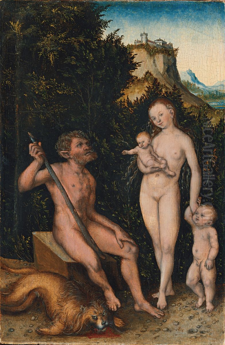 Familie der Naturmenschen / Faunenfamilie Oil Painting by Lucas Cranach the Elder