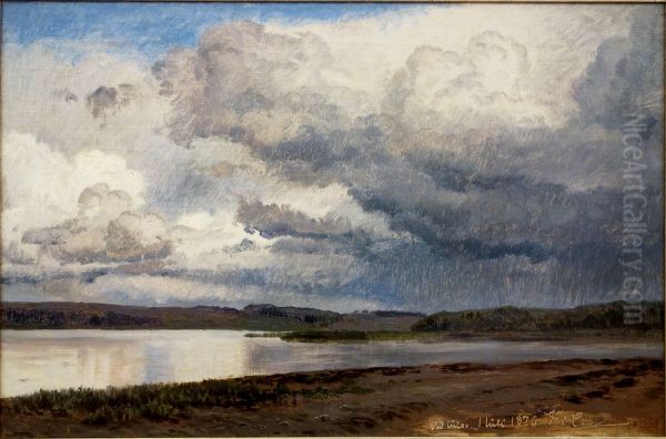 Vue du lac de Julso, Danemark Oil Painting by Janus la Cour