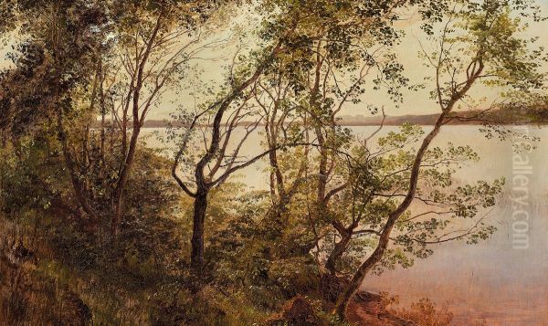 At Julso. Summer evening in June. Oil Painting by Janus Andreas Bartholin La Cour