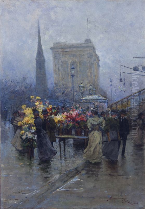 New York, Madison Square 1893 Oil Painting by unknown