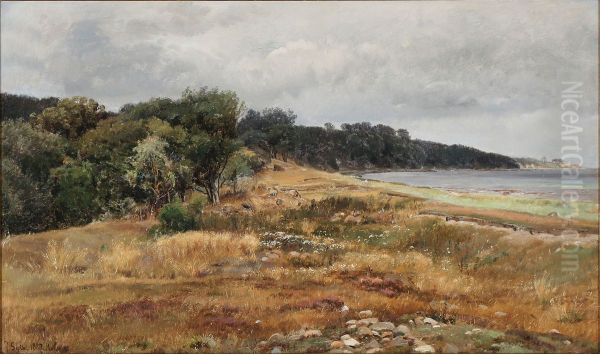 Autumn day at the beach Oil Painting by Janus Andreas Bartholin La Cour