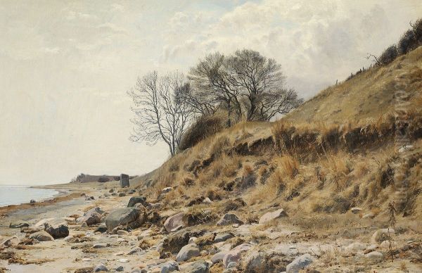 View from a beach. Oil Painting by Janus la Cour