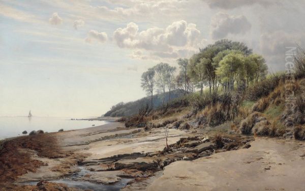 Parti fra Moesgaard Strand ved Aarhus Oil Painting by Janus la Cour