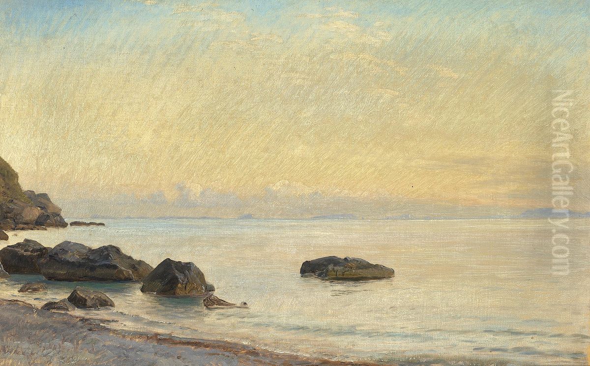 Strandparti fra Capri. Oil Painting by Janus Andreas Bartholin La Cour