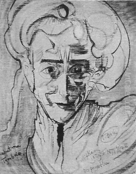 Portrait of Edmund Strazyski, wearing a turban Oil Painting by Stanislaw Ignacy Witkiewicz (Witkacy)
