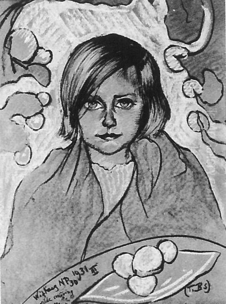 Portrait of Helena Malochlebowa as a girl Oil Painting by Stanislaw Ignacy Witkiewicz