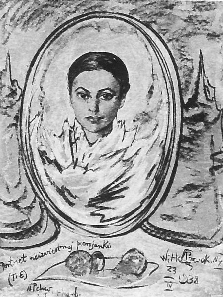 Portrait of Maria Gawdzik Oil Painting by Stanislaw Ignacy Witkiewicz
