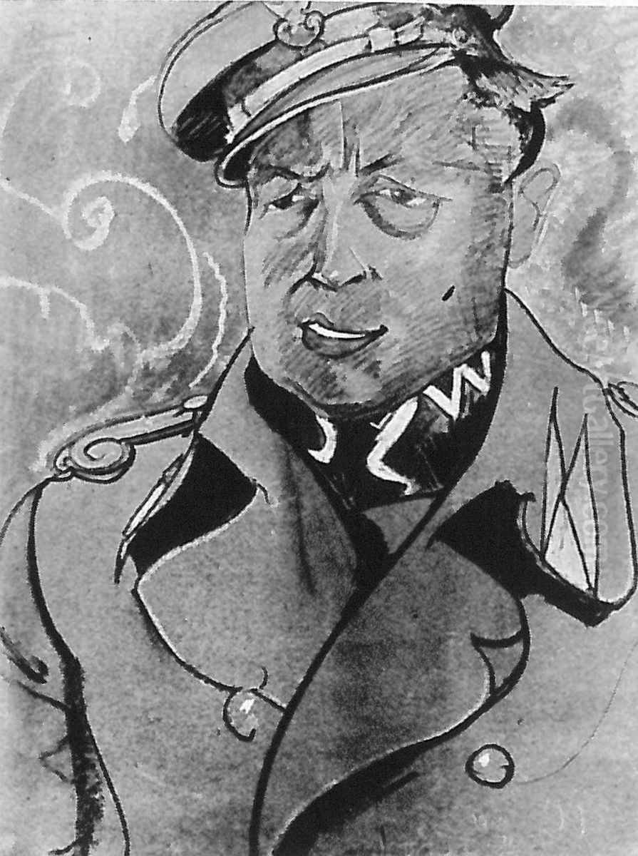 Portret Janusza Beaurain, jako porucznika Oil Painting by Stanislaw Ignacy Witkiewicz (Witkacy)