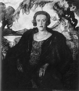 Portrait of Henryka Staroniewiczowa, in a landscape with a castle