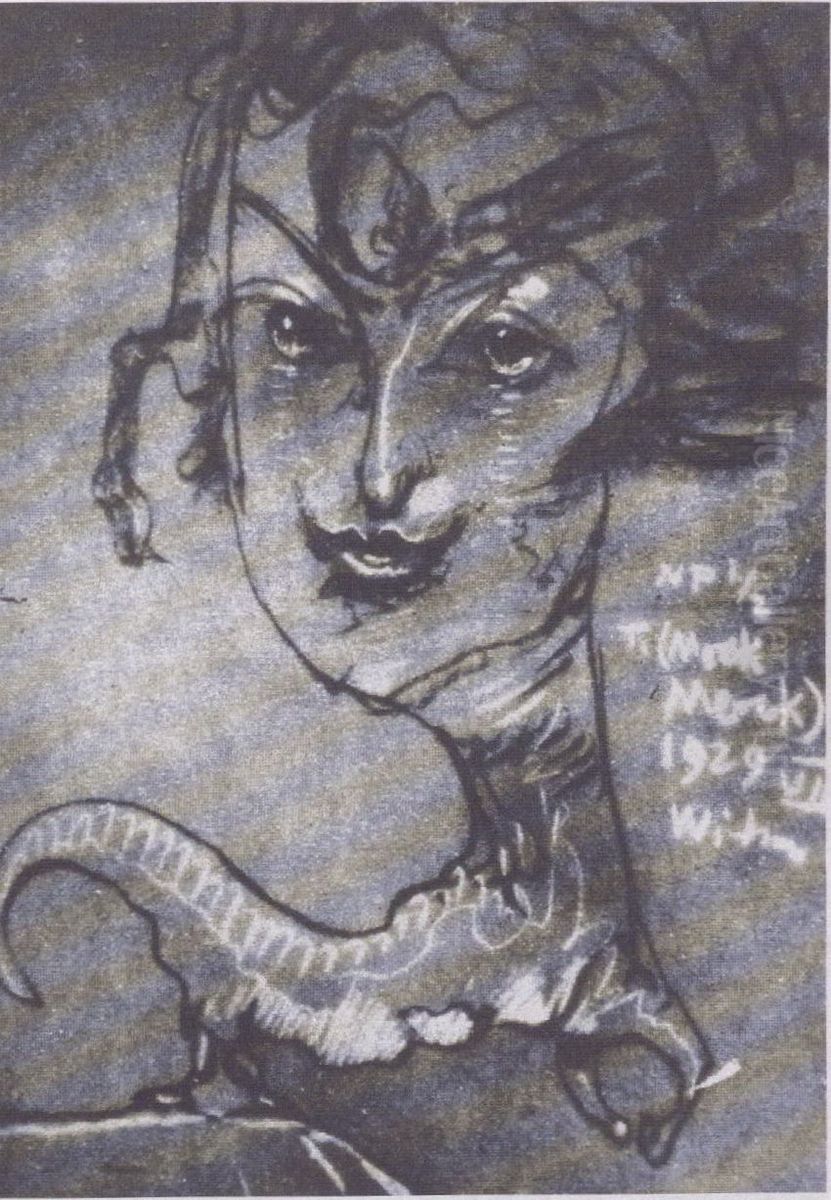Portrait of Nena Stachurska, Lizard Oil Painting by Stanislaw Ignacy Witkiewicz (Witkacy)