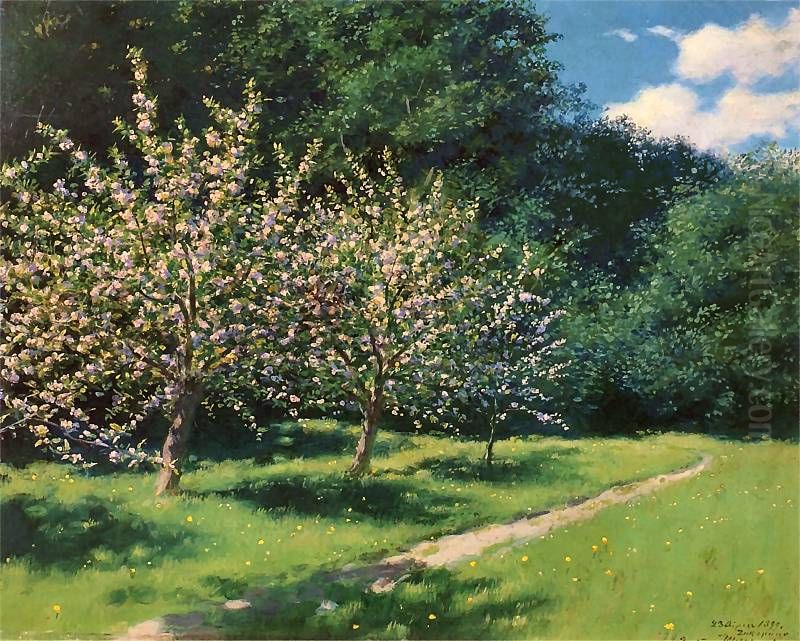 Apple trees in blossom. Oil Painting by Stanislaw Witkiewicz