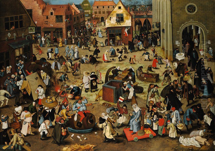 Battle of Carnival and Lent Oil Painting by Pieter Brueghel the Younger