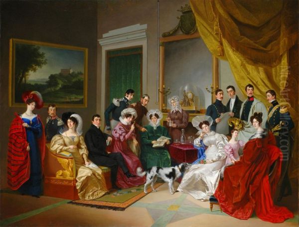 Portrait of La Marmora family Oil Painting by Pietro Ayres