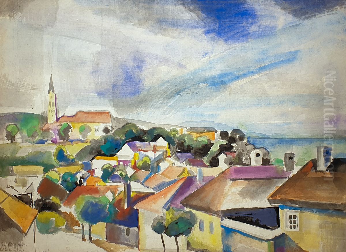 Carmelite church in Keszthely Oil Painting by Karoly Patko