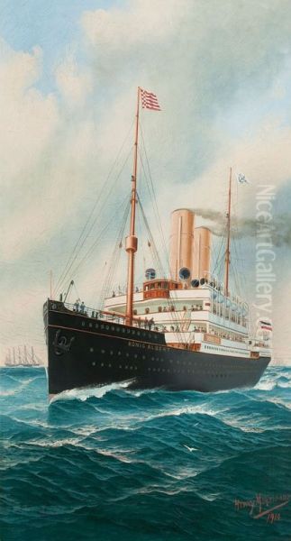 Der Hapag-Dampfer Konig Albert. Oil Painting by John-Henry Mohrmann