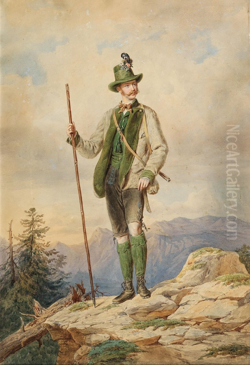 Emperor Francis Joseph I of Austria in Hunting Costume Oil Painting by unknown