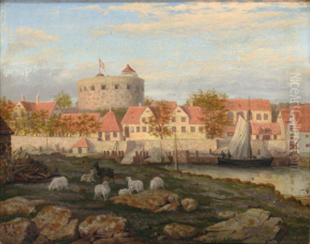 View from Frederikso to Christianso. Oil Painting by unknown