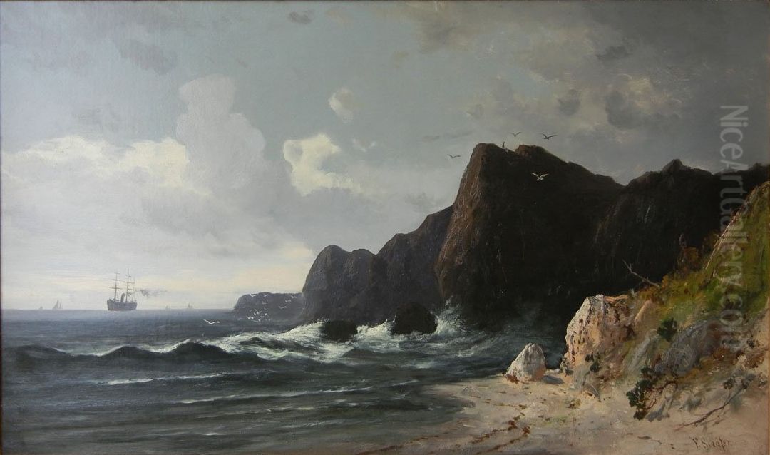 North Heads on the Pacific Coast, California Oil Painting by Frederick Ferdinand Schafer