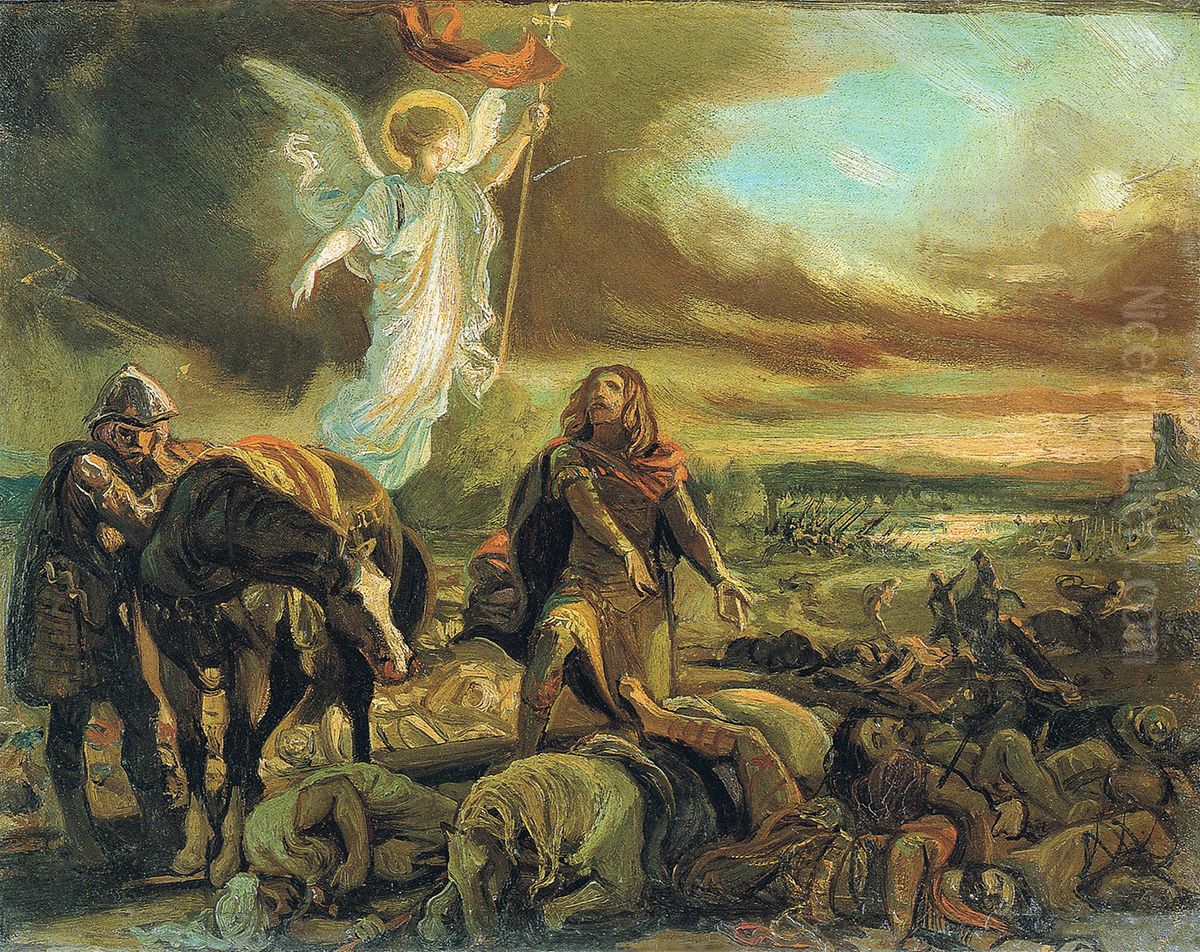 Don Pelayo reconoce a Don Rodrigo tras la batalla de Guadalete Oil Painting by Federico de Madrazo y Kuntz