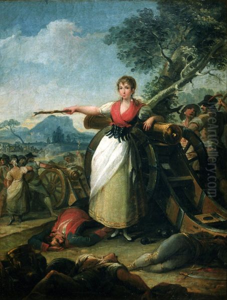 Agustina de Aragon Oil Painting by Juan Galvez