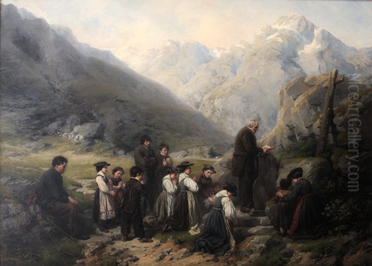 Sunday ceremony on the Sanetsch pass Oil Painting by Rafael Ritz