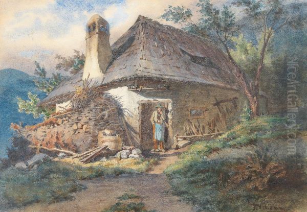 Kohlerhutte Oil Painting by Alois Schonn