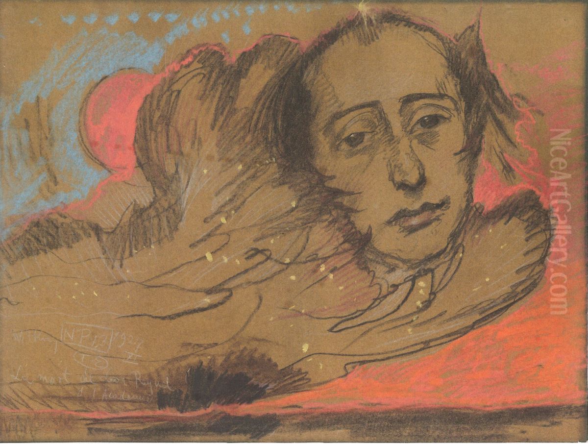 Portrait of Leon Reynel, floating in the cloud Oil Painting by Stanislaw Ignacy Witkiewicz (Witkacy)