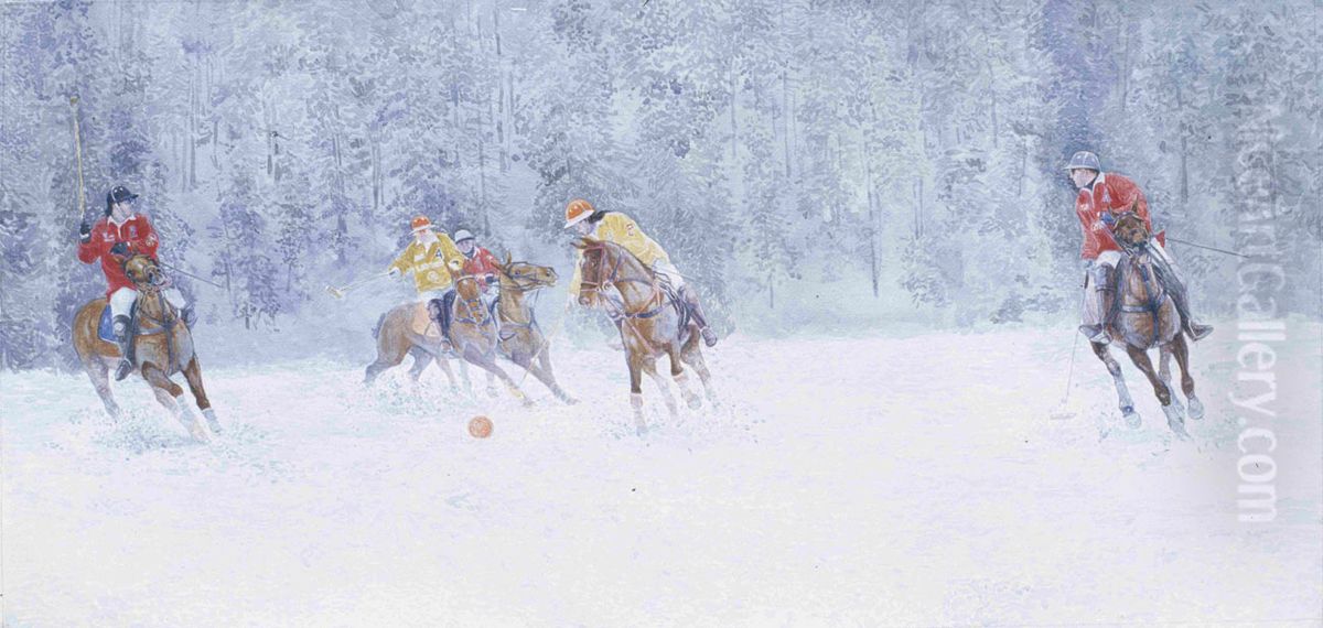 Tou paichnidiou tou polo. San Moritz. Elbetia. Akouarela se charti. 50 x 86 ekatosta Oil Painting by Simon Kozhin