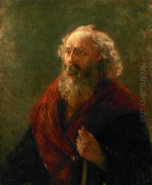 Portrait of an old man Oil Painting by Okada Saburosuke