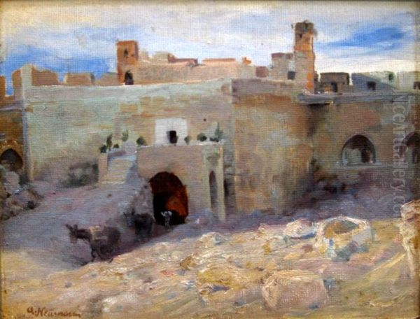 Old City of Jerusalem Oil Painting by Abraham Neumann
