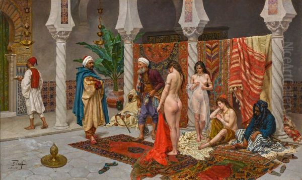 Inspecting New Arrivals. Oil Painting by Giulio Rosati