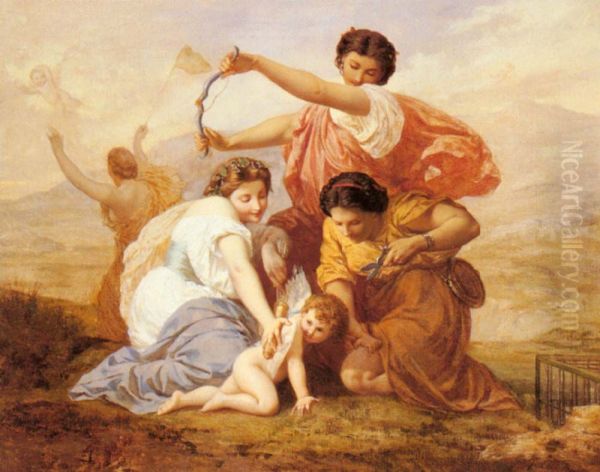 Clipping Cupid's Wings Oil Painting by Henri-Pierre Picou