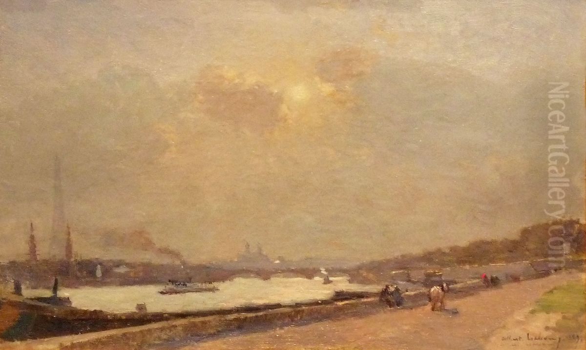 Banks of the Seine, Cours La Reine Oil Painting by Albert Lebourg