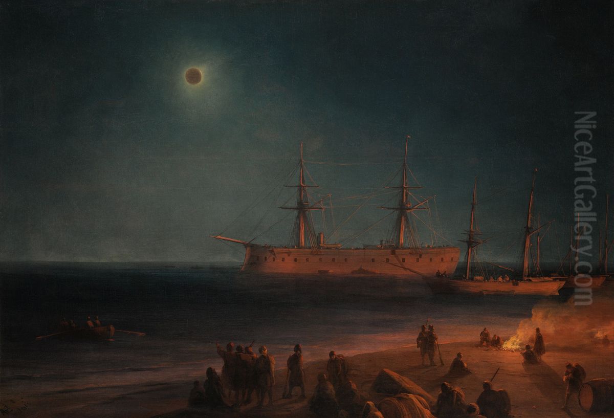 Solar Eclipse in Feodosia Oil Painting by Ivan Aivazovsky